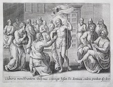 M. de Vos Christ appearing to Thomas Bibel Bible Kupferstich engraving 1600