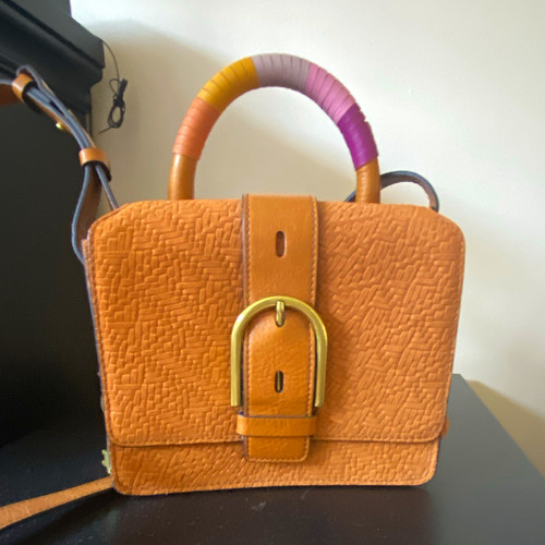 Fossil brown woven satchel - fossil,