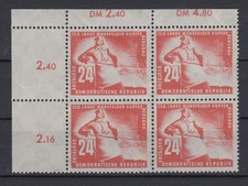 DDR 274 Eckrand links oben 4er Block Mansfelder Kupferschieferbergbau 24 Pf **
