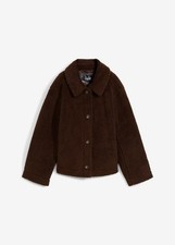 Gefütterte Teddyjacke mit Kragen Gr. 46 Dunkelbraun Damen Teddy-Jacke Neu