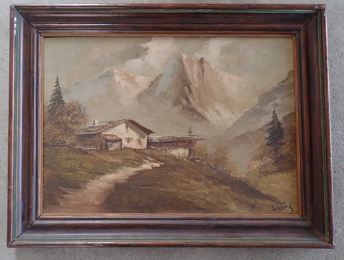 ölgemälde berge mit alm - Ölgemälde,,