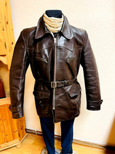 orig.fette altdeutsche 40er/50er Oldtimer-Lederjacke Motorradjacke braun 50