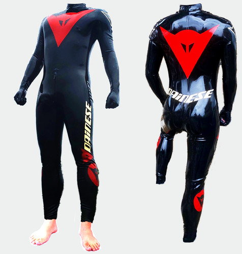 Latex rubber sport catsuit - rubber,