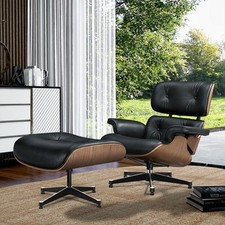 Walnuss Lounge Sessel Stuhl und Ottoman Top-Grain-Leder Lounge Chair & Hocker