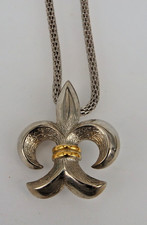 Neugablonz: Anhänger/Brosche Fleur-de-Lis an Schlangenkette 1960erJahre (117983)