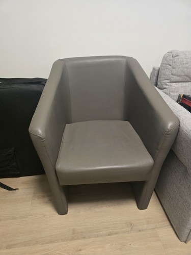 Grauer kunstleder sessel - grauer, kunstleder-sessel
