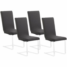 infactory 4er-Set Stretch-Stuhlhusse mit Lehne, OEKO-TEX® Standard 100, schwarz