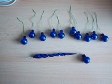 Deko Weihnachten, 11 blaue Glaskugeln und 1 Glas/Kunststoff Zapfen