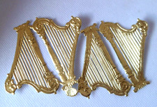 Christbaumschmuck Block 4 x Harfe Dresdner Pappe Anhänger Gold
