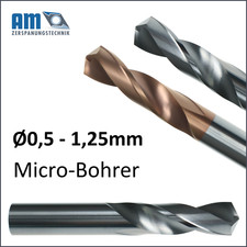VHM Spiralbohrer Kurzbohrer Minibohrer Ø0,5 Ø0,8 Ø1,25