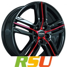 Ronal R57 jetblack-red spoke 7x17" ET25 LK4 108 ML 65.1 Alufelgen 17 Zoll