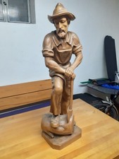 Große Holzfigur, Holzmacher, Zimmerer, handgeschnitzt, ca. 1 m, süddeutsch