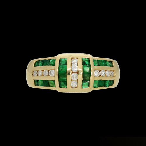 585 gold ring - , smaragde