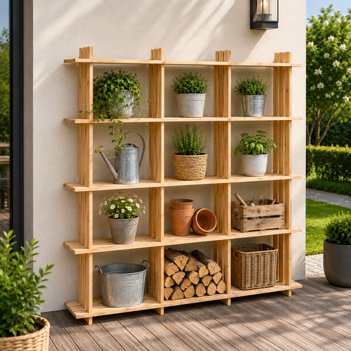 Holzregal fächer schrank - 9,
