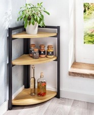 Eckregal Küchenregal 3 Ebenen Regal MDF Holz Metall 29x29 cm in schwarz