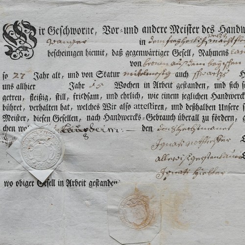 Gesellenbrief bayern 1804 - gesellenbrief,