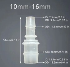 10mm auf 16mm Schlauchadapter Kalt Wasser Schlauchtülle Adapter Fitting Schlauch