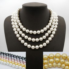 Damen Perlenkette Halskette Muschelkernperle - 45/50/55 cm - 7 Farben - 3 Größen