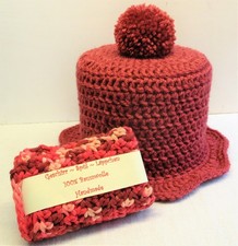 Klohut Lappen Beere WC Papier Mütze Bommel Hut Häkelhut Waschlappen