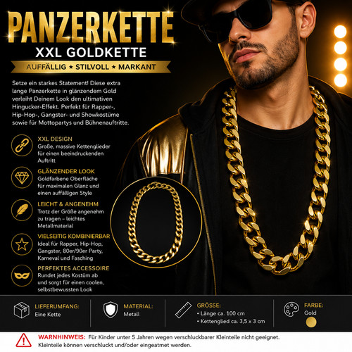 Goldene xxl panzerkette - goldene,