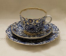 Kaffee Mokka Gedeck  Lomonosov Porzellan, St. Petersburg, kobalt , Gold Winde 