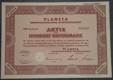 PLANETA Druckmaschinenwerk Aktiengesellschaft 1942 100 RM