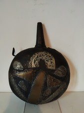 Sehr Alte Schiesspulver Flasche Leder