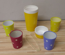 Original DDR Becher Trinkbecher Punkte Plaste Camping Eiswürfel Zange Zuckerdose