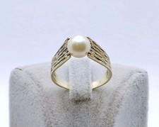 Ring Gold 585er mit Perle 14 Karat Goldring - Damenring Perlenring  Gr. 63