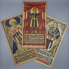 München: drei antike Münchener Kalender Wappen/ Heraldik - 1921 1922 1924 - Top
