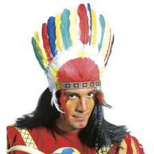 INDIANER FEDER KOPFSCHMUCK Karneval Fasching Party Kostüm Zubehör Häuptling 3081