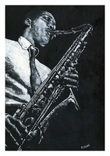 Expressives Sax - signierter Fine Art Giclée Druck Konzert Musiker Saxophonist