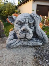 Steinfigur Gargoyle  Hund Frostfest Garten Deko Steinguss Gargoyle groß gross