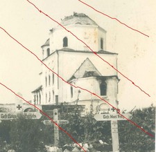 Foto Demidow Russia zerstört Kirche ruined church Heldenfriedhof Gräber Smolensk