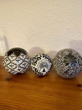 Deko-Kugeln Set – 3 Keramik Kugeln Schwarz/Weiß Ø ca. 7 cm & 9 cm“
