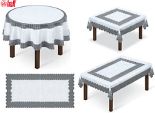 Tischtuch Tischläufer Tischdecke Jacquard,rechteckig,rund,eckig Farbe Weiß-Grau