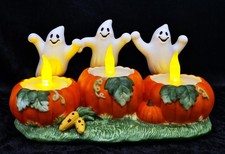 PARTYLITE - Porzellan Kerzen/Teelichthalter - Halloween - Geist Trio Kürbis