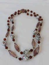 Venezianische Vintage Collier, 2-reihige Halskette Glasperlen Kette Handmade 