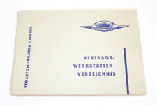 Vertragswerkstätten Verzeichnis Automobilwerk Eisenach 1966