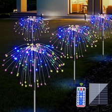 4/8X LED Solarleuchte Feuerwerk Licht Lichterkette Solarlampe Außen Garten Deko