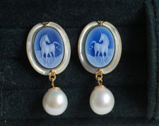 D18 Ohrringe Perle Einhorn