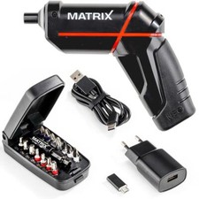 Matrix Akkuschrauber 4 Volt inkl. Li-Ion 2,0 Ah Akku, Ladegerät + Bitset 14 tlg.