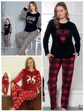 Damen Pyjama POLAR Schlafanzug 2-Teiler Set Lang Warm Winter C-11