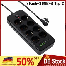 EU Steckdose Steckdosenleiste Mehrfachsteckdose Steckdosenverteiler USB 3/12Fach
