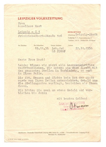 Original ddr brief 1956 - ddr, –