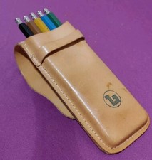 DDR 5tlg. FALLBLEISTIFT SET COLORAMA mit Farbmine im Leder Etui BAUKEMA Leipzig