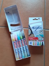 5 St Edding Permanent Acrylic Marker 2-3 mm Wetterfest Pastellfarben Wie Neu