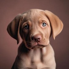 Wandbild: Entzückender Labrador Retriever Welpe mit großen blauen Augen. [...]