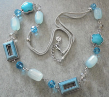 Bonita Halskette Schmuck silber grün/blau lang mit Karabinerverschluss Nr. 1719