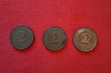 2 Pfennig DM Münzen 1962 J, 1962 D Und 1969 F Nicht Magnetisch